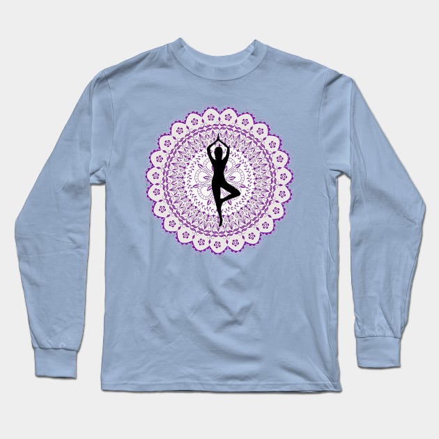 Yoga Pose of the Day Long Sleeve T-Shirt by Oceana Studios